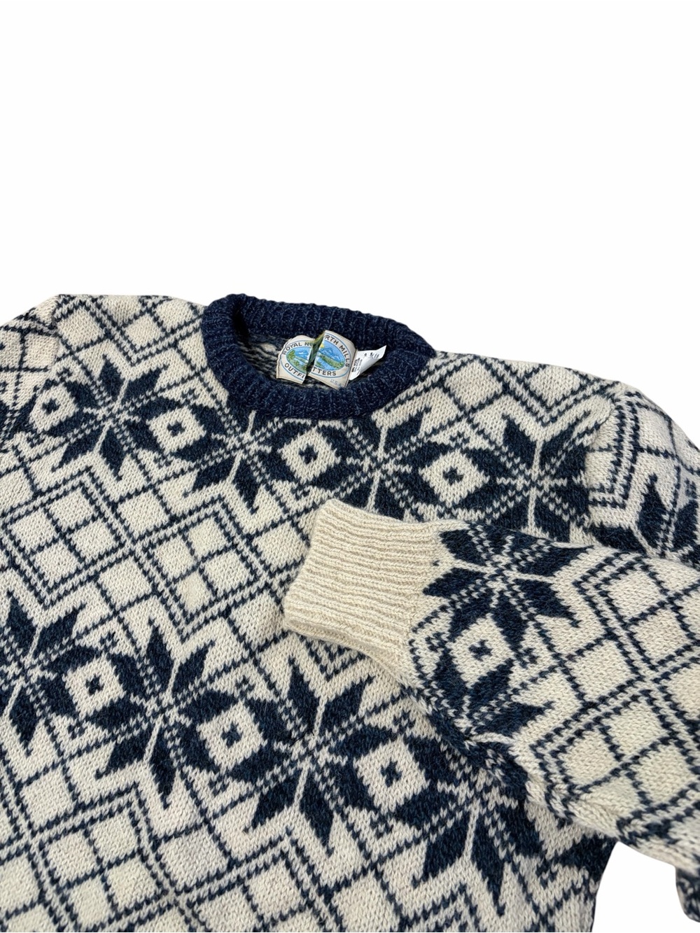 VTG Royal North Mills Nordic Wool Sweater Men’s Medium Blue USA Made 90s